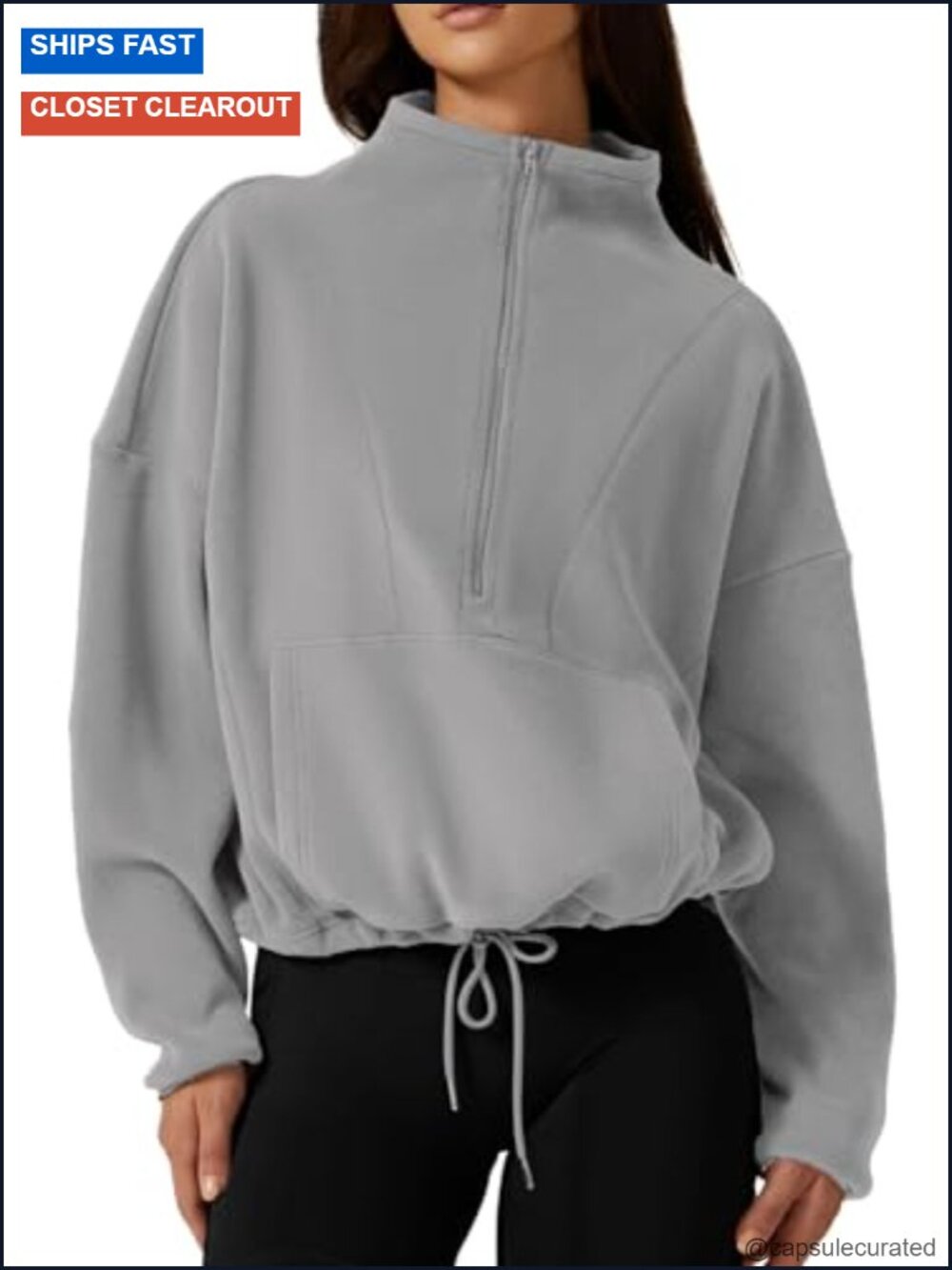 Women's Half Zip Fleece Sweatshirt Mock Neck Long Sleeve Cozy Sherpa Pullover